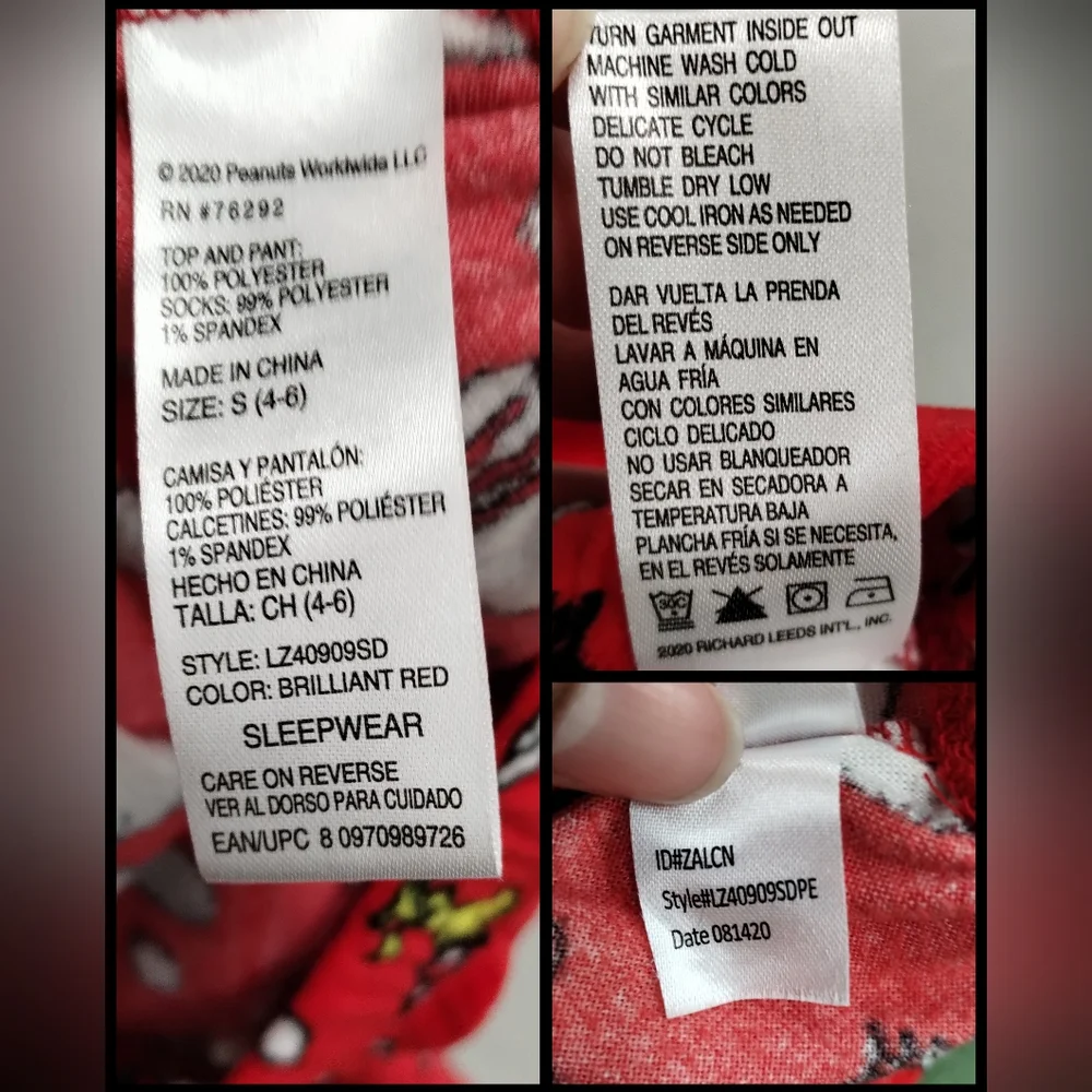 Peanuts Children Girl Snoopy & Woodstock Child Pajama Bottoms Girl Small (4-6) - Picture 7 of 8